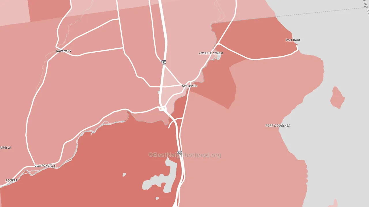 Keeseville, NY block-group political-lean map