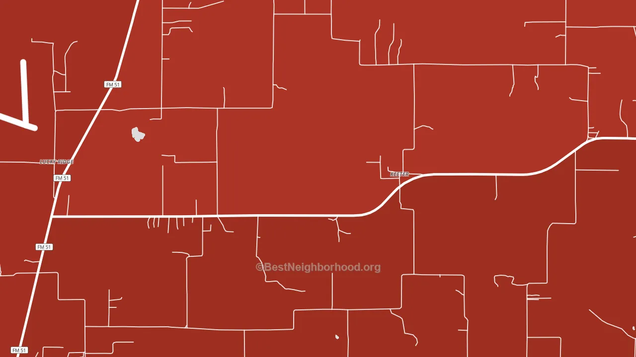 Keeter, TX block-group political-lean map