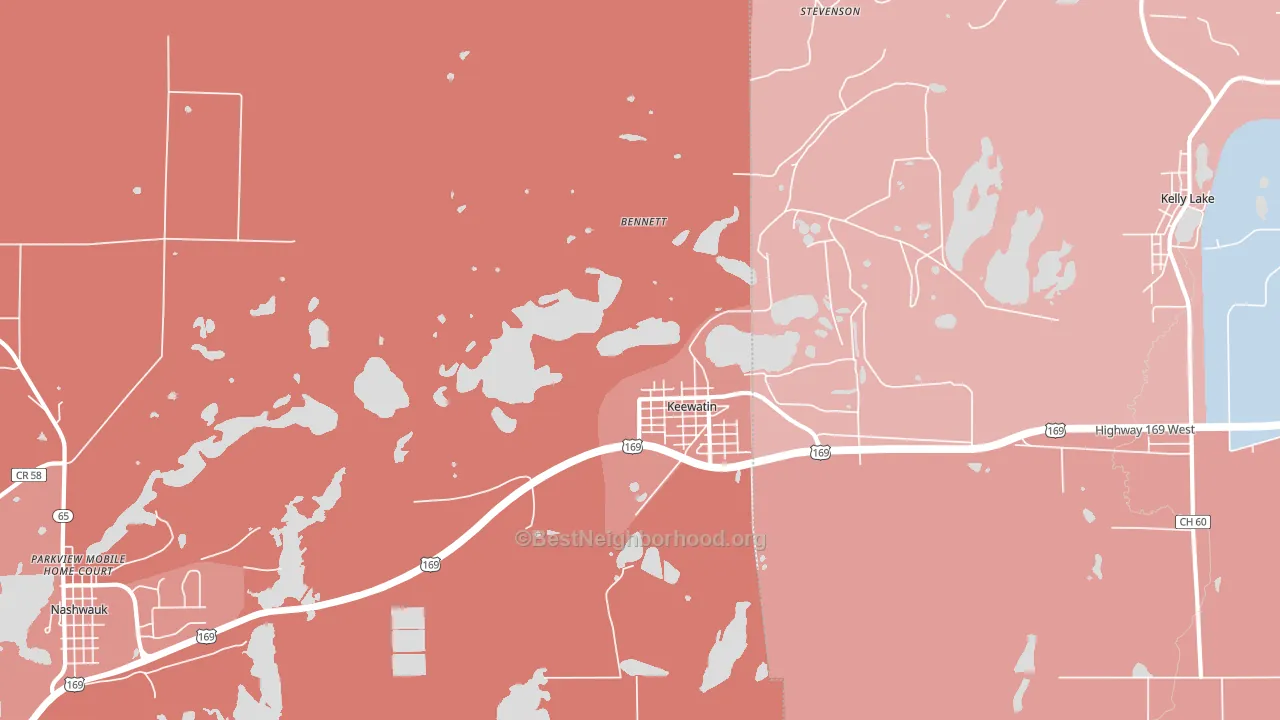 Keewatin, MN block-group political-lean map