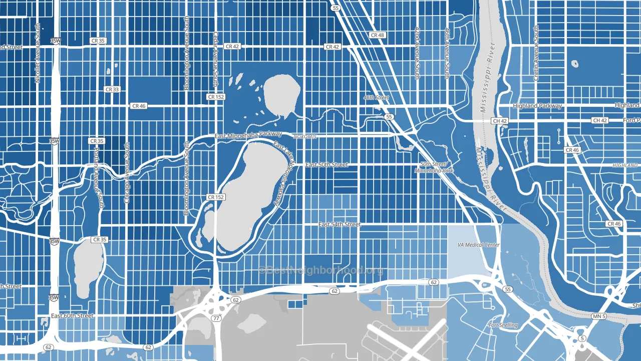 Keewaydin, Minneapolis, MN block-group political-lean map