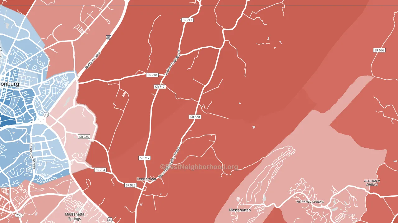 Keezletown, VA block-group political-lean map