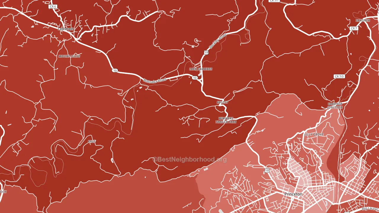 Kegley, WV block-group political-lean map