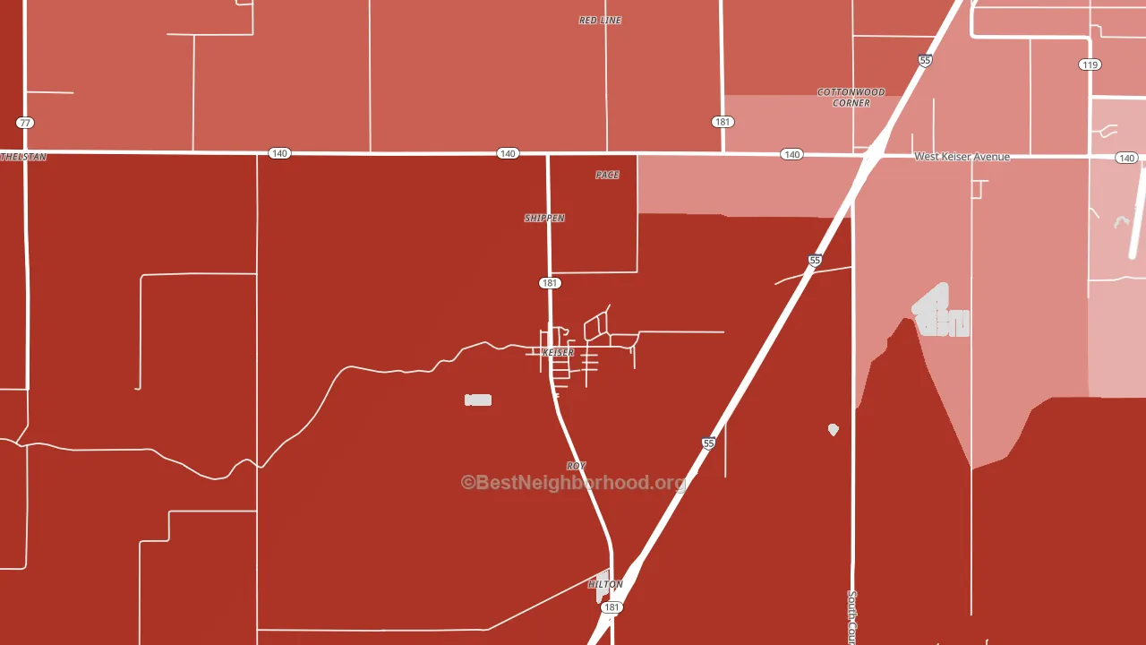 Keiser, AR block-group political-lean map