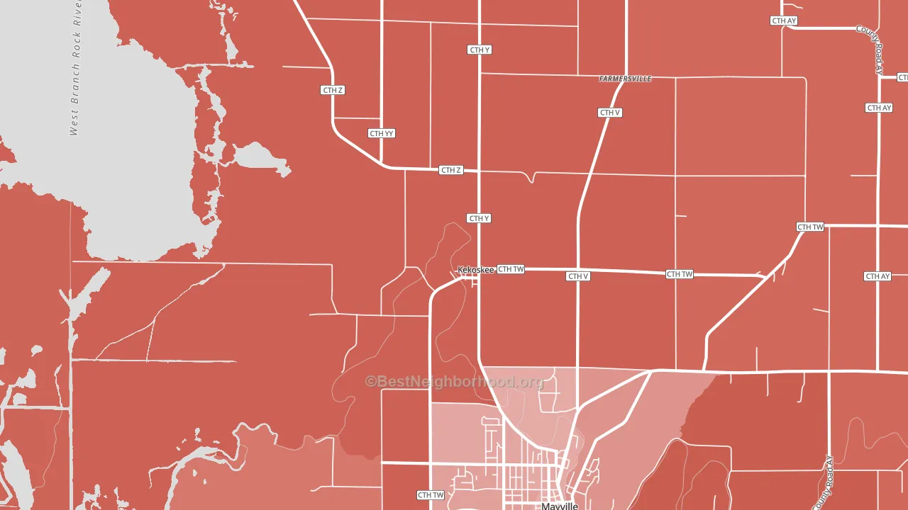 Kekoskee, WI block-group political-lean map