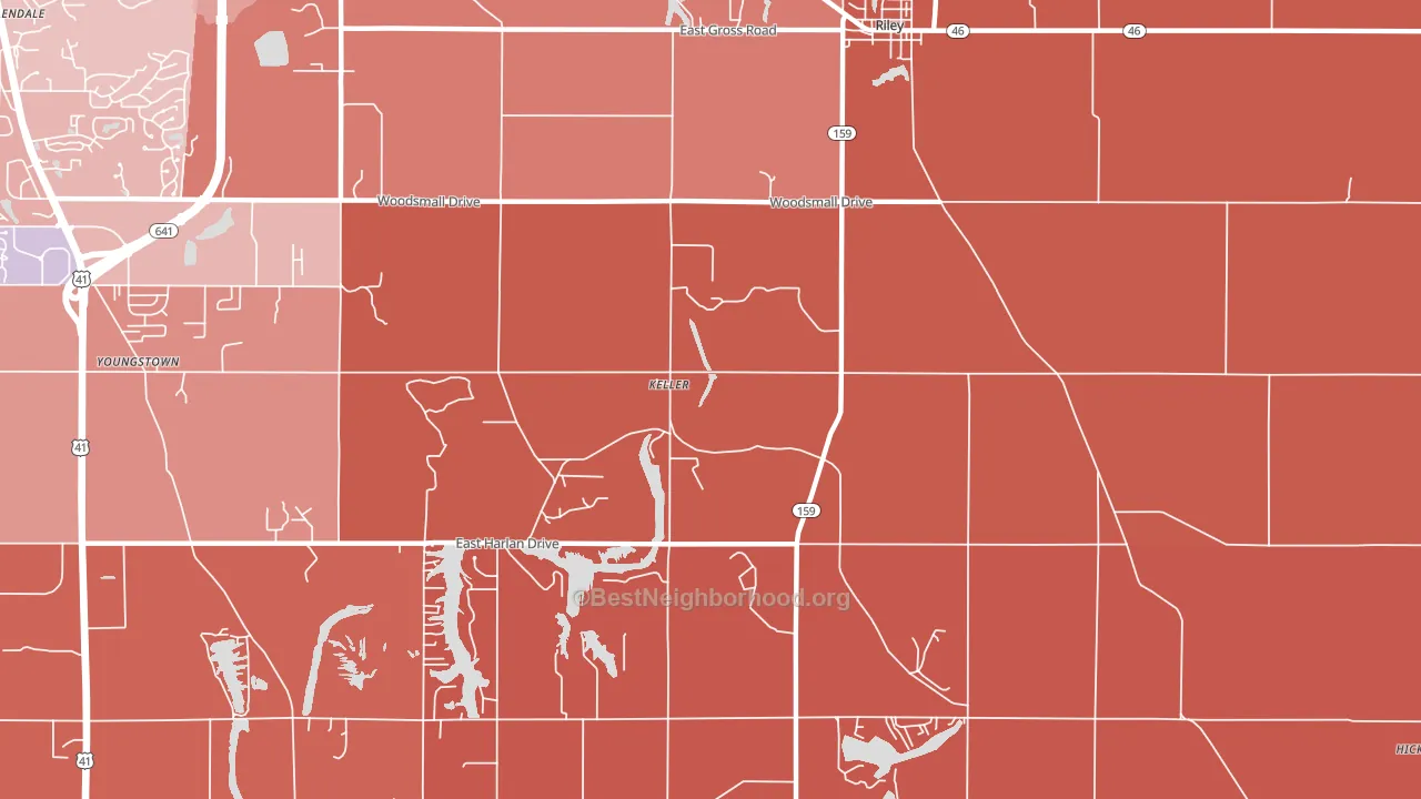 Keller, IN block-group political-lean map