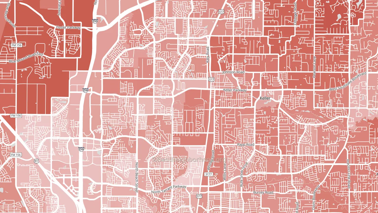 Keller, TX block-group political-lean map