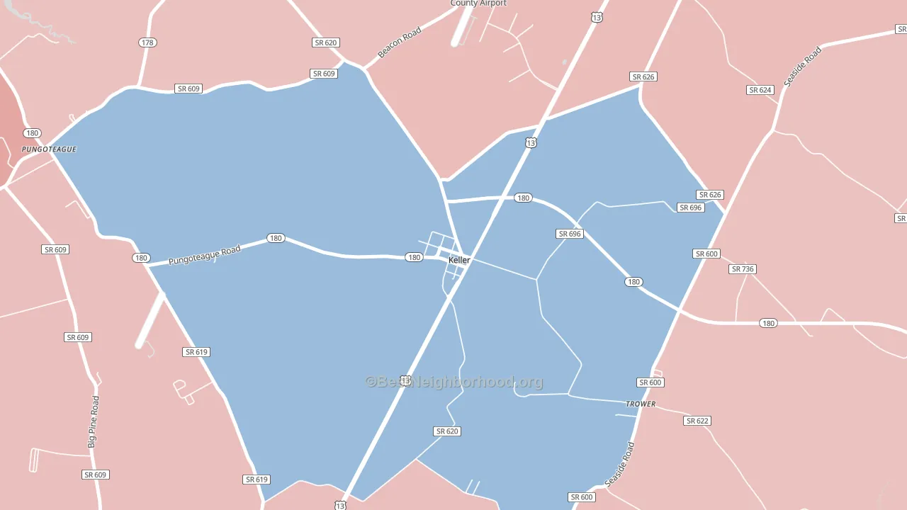 Keller, VA block-group political-lean map
