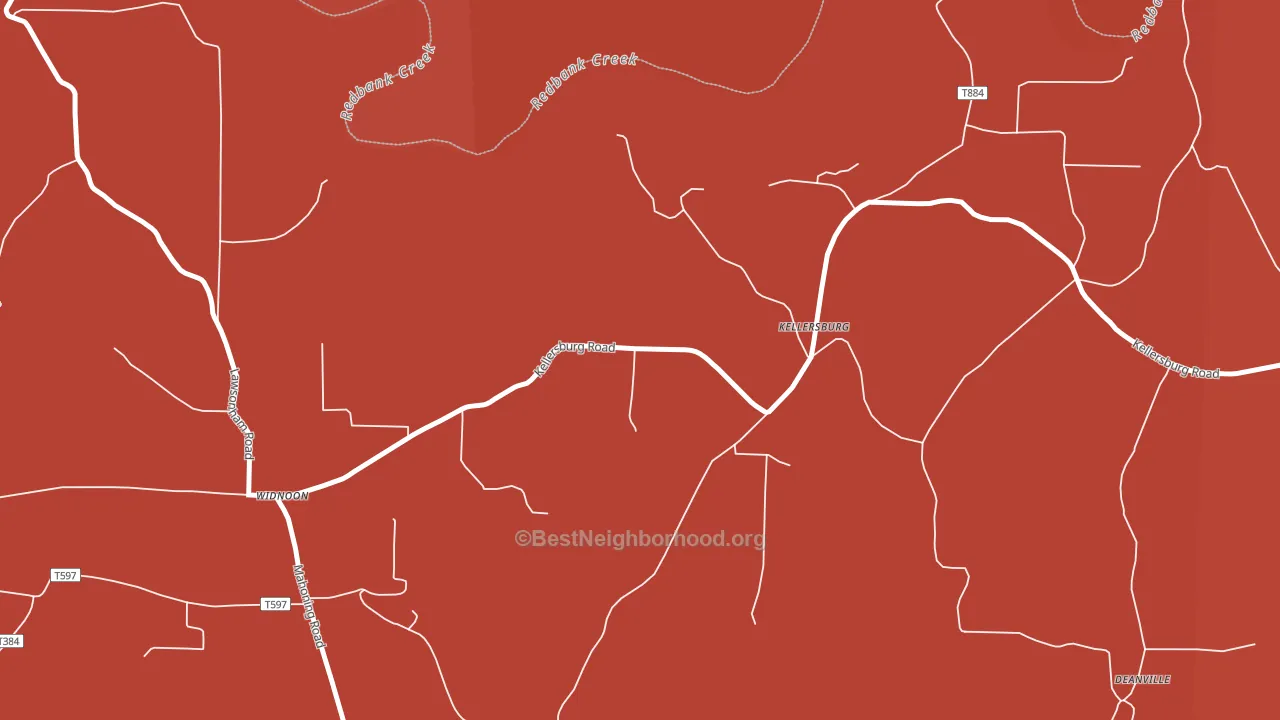 Kellersburg, PA block-group political-lean map