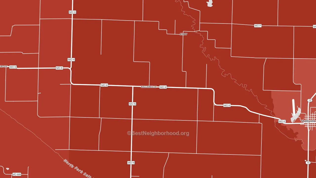 Kellerville, MO block-group political-lean map