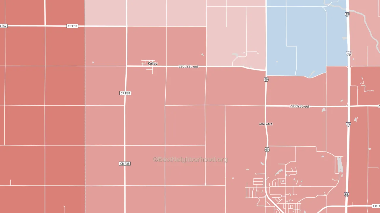 Kelley, IA block-group political-lean map
