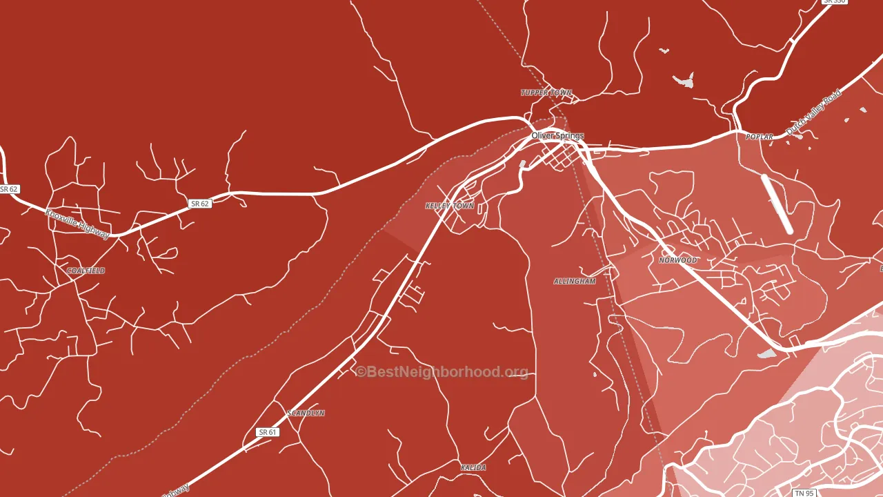 Kelley Town, TN block-group political-lean map