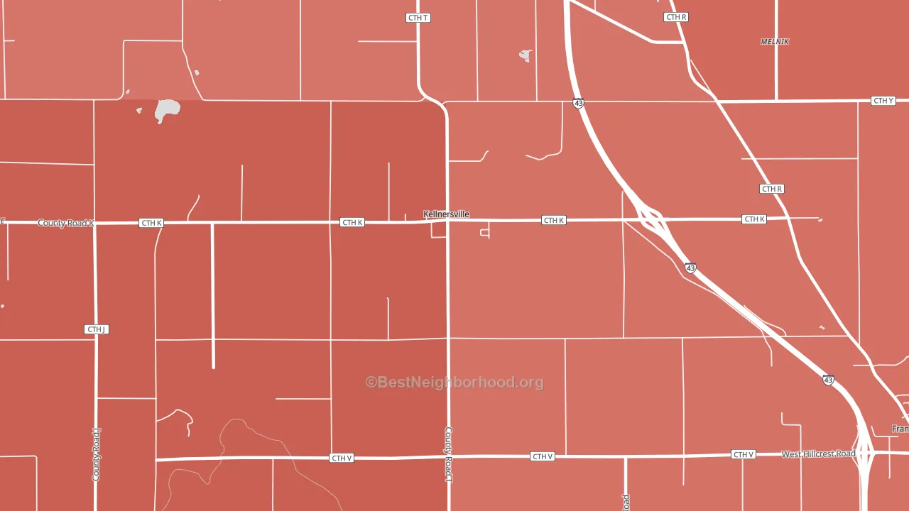 Kellnersville, WI block-group political-lean map