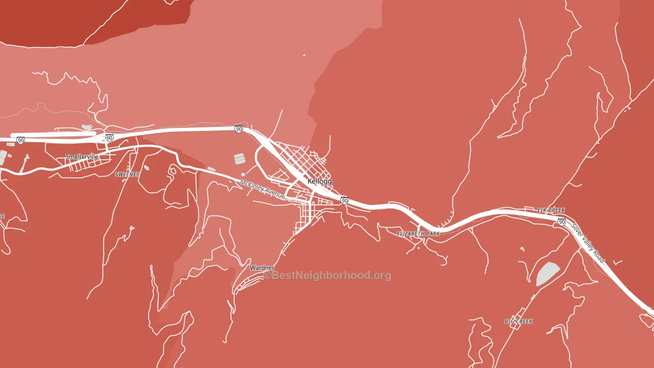 Kellogg, ID block-group political-lean map
