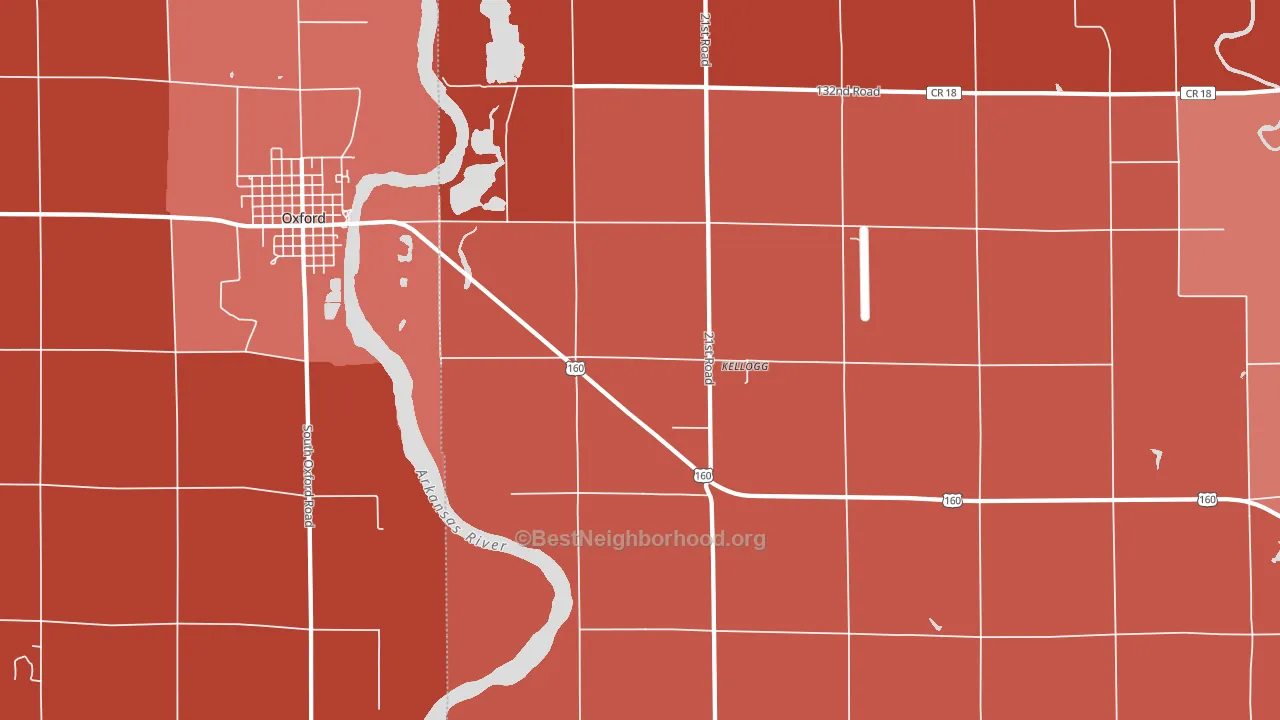 Kellogg, KS block-group political-lean map