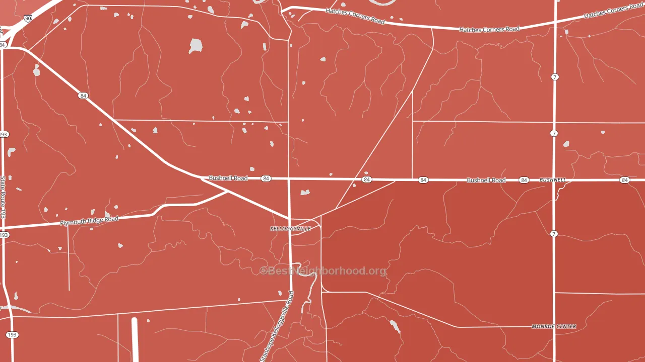 Kelloggsville, OH block-group political-lean map