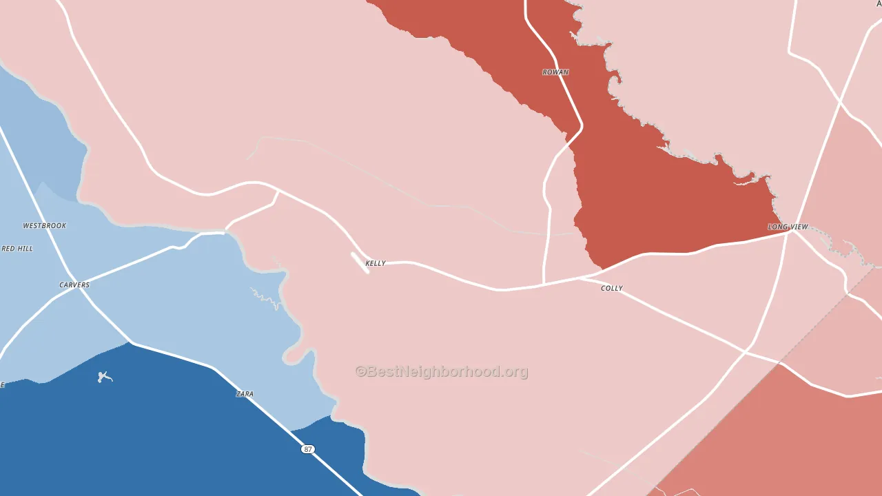 Kelly, NC block-group political-lean map