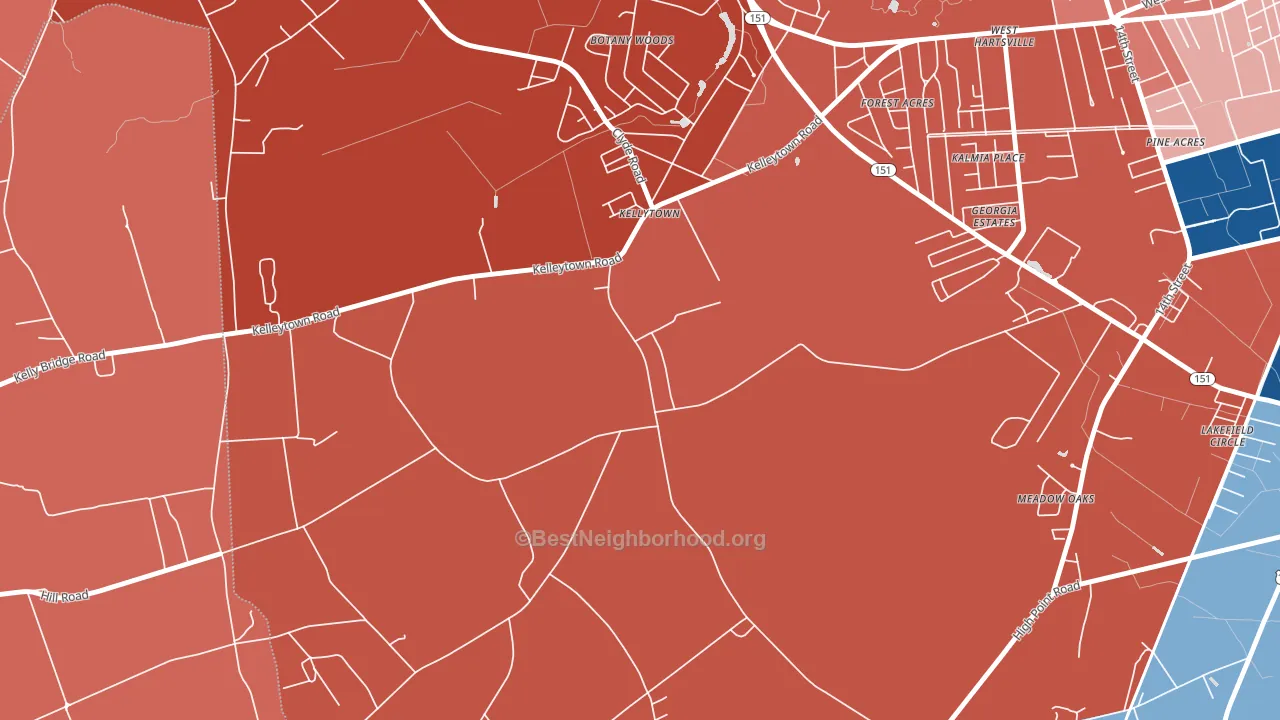Kellytown, SC block-group political-lean map