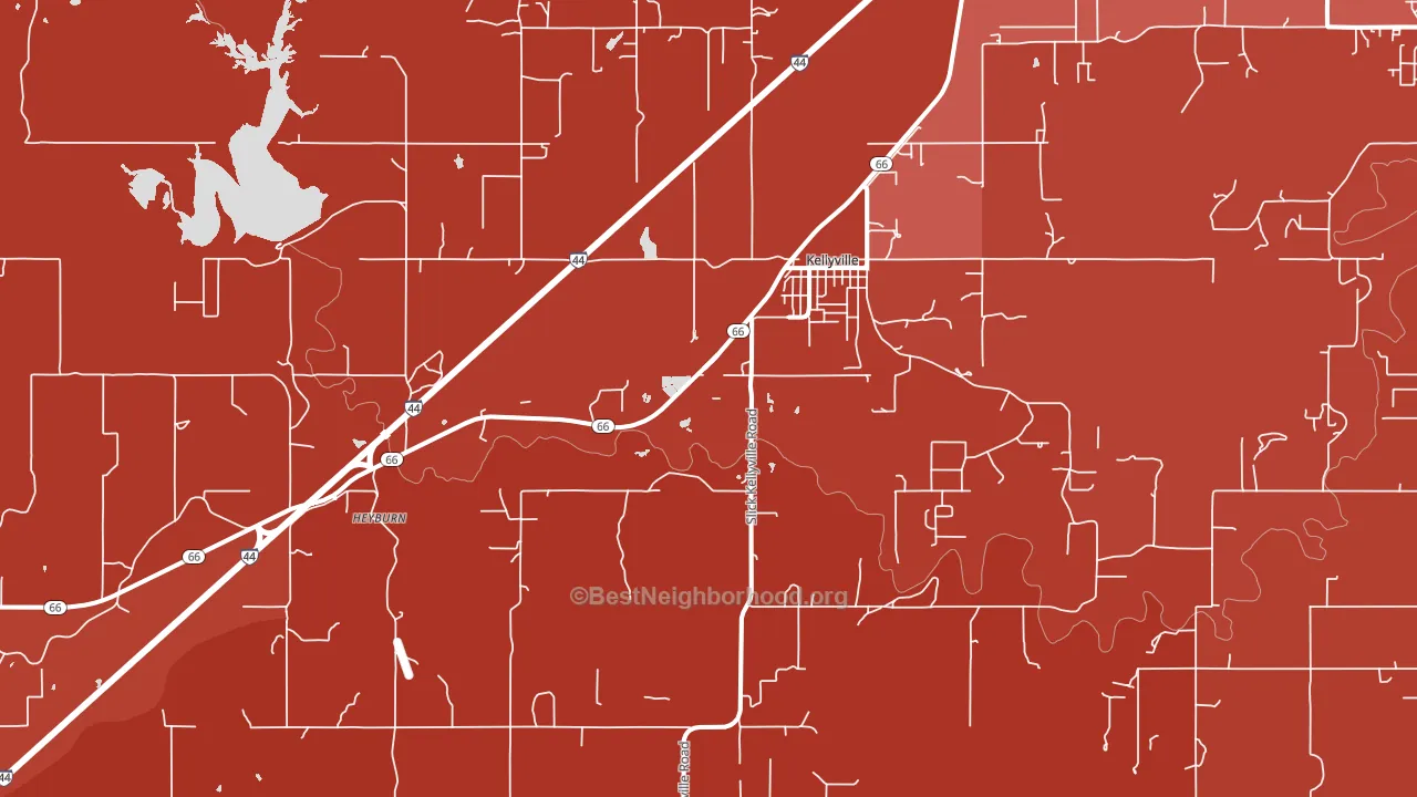 Kellyville, OK block-group political-lean map