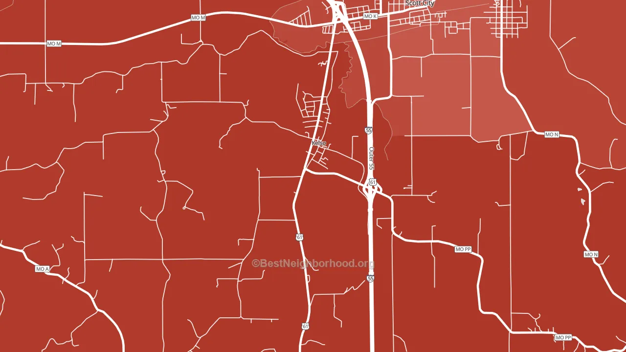 Kelso, MO block-group political-lean map