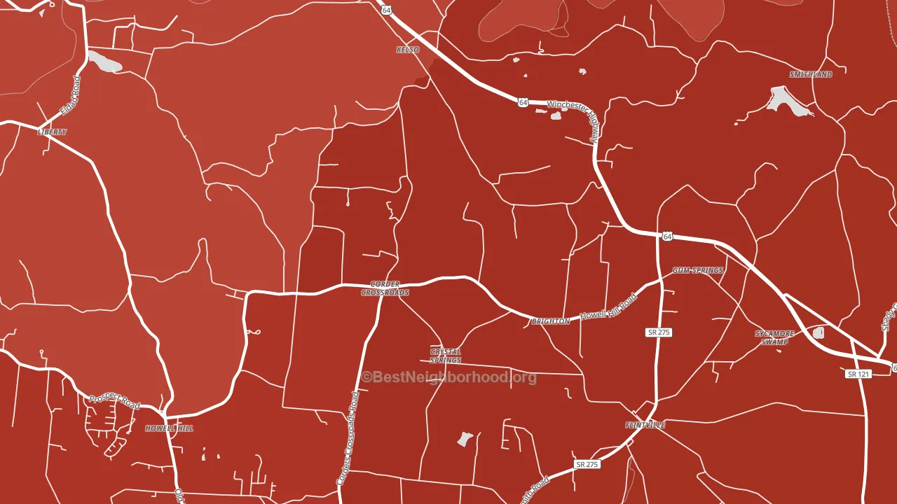 Kelso, TN block-group political-lean map