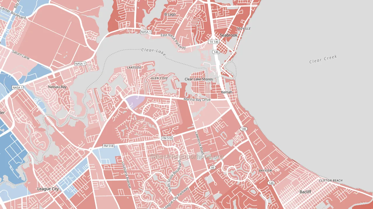 Kemah, TX block-group political-lean map