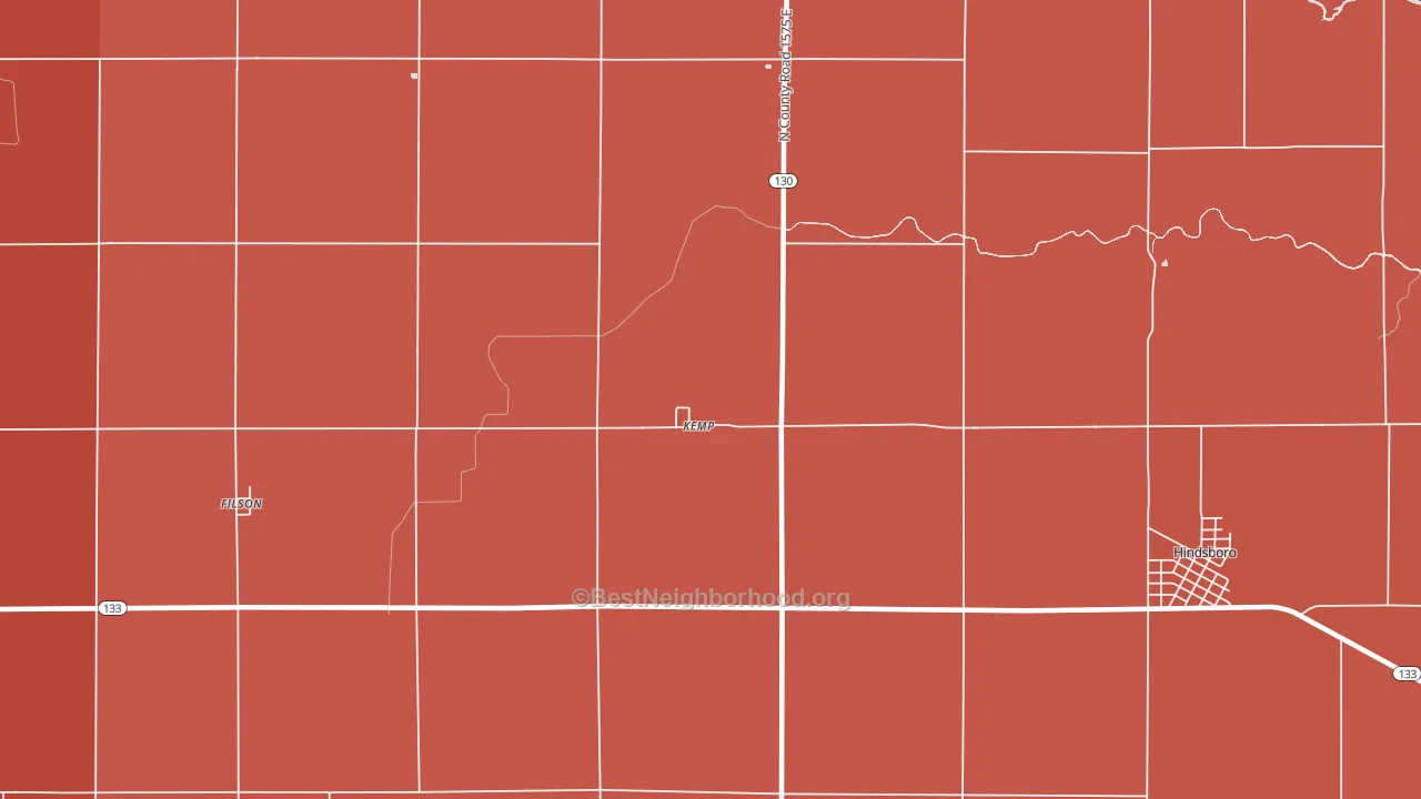 Kemp, IL block-group political-lean map
