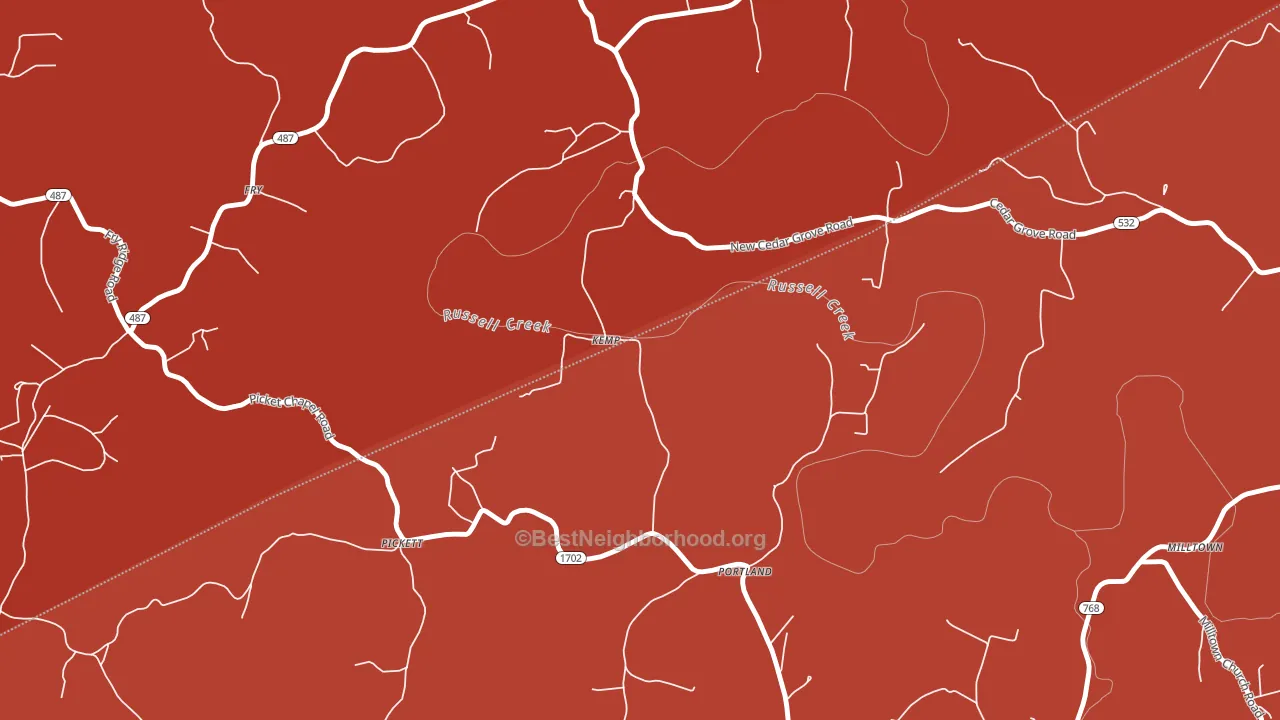 Kemp, KY block-group political-lean map