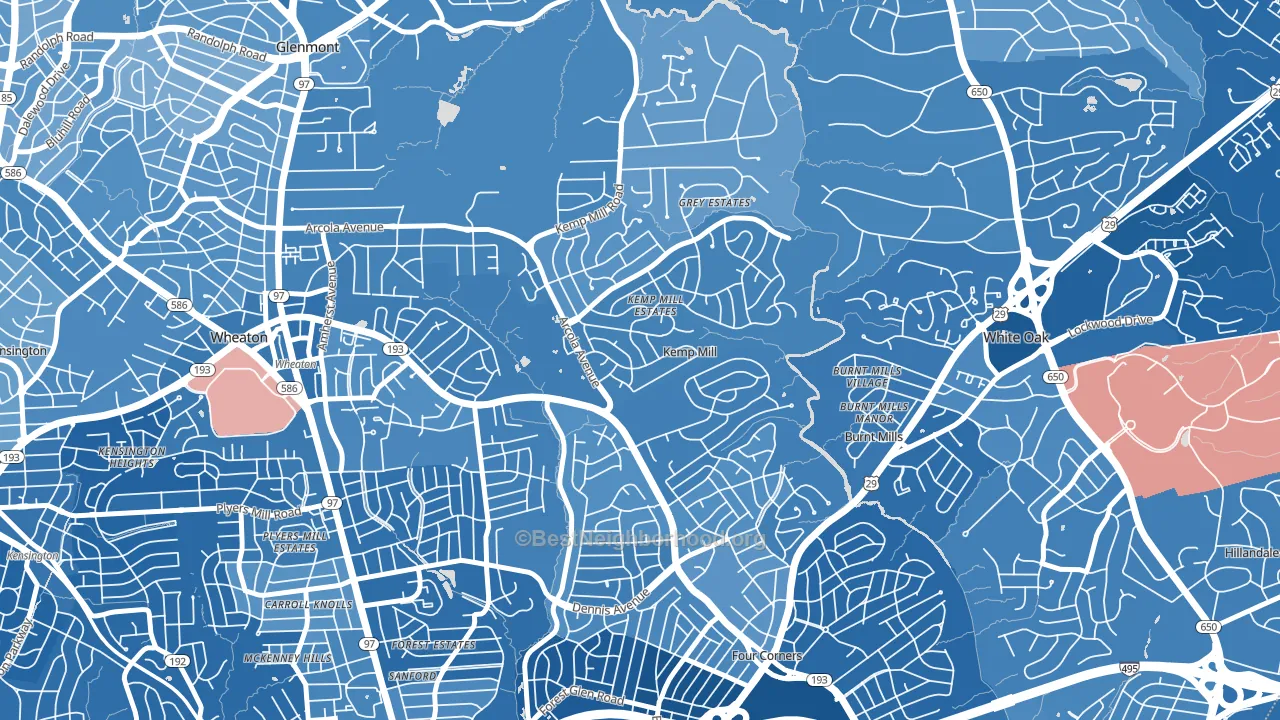 Kemp Mill, MD block-group political-lean map