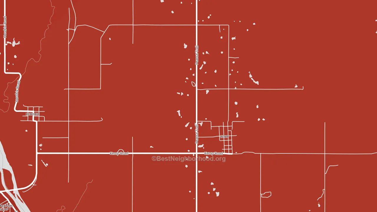 Kemp, OK block-group political-lean map