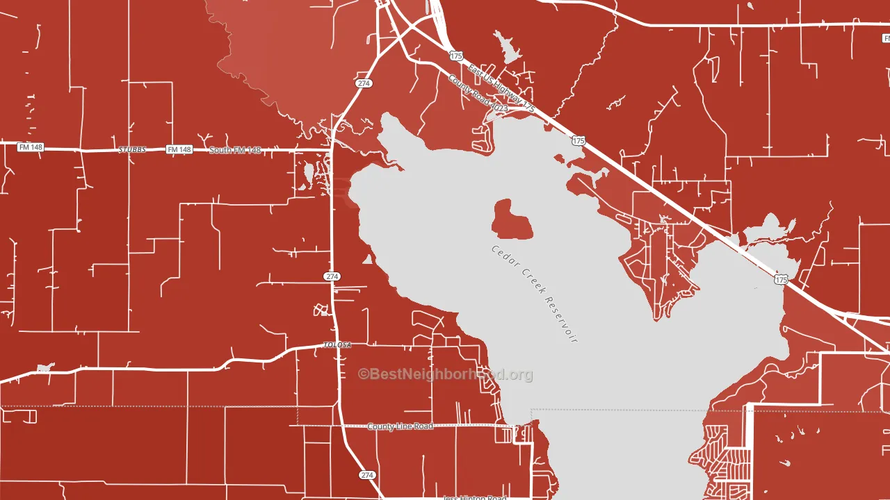 Kemp, TX block-group political-lean map