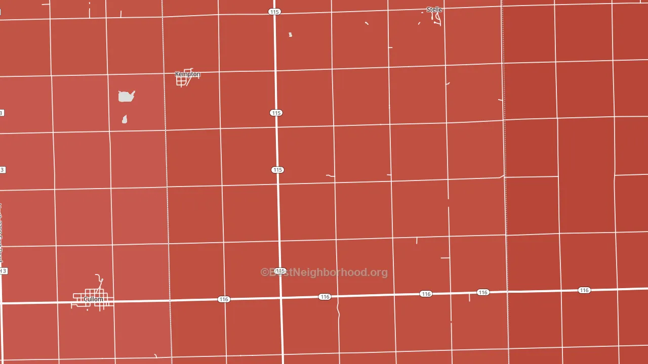 Kempton, IL block-group political-lean map