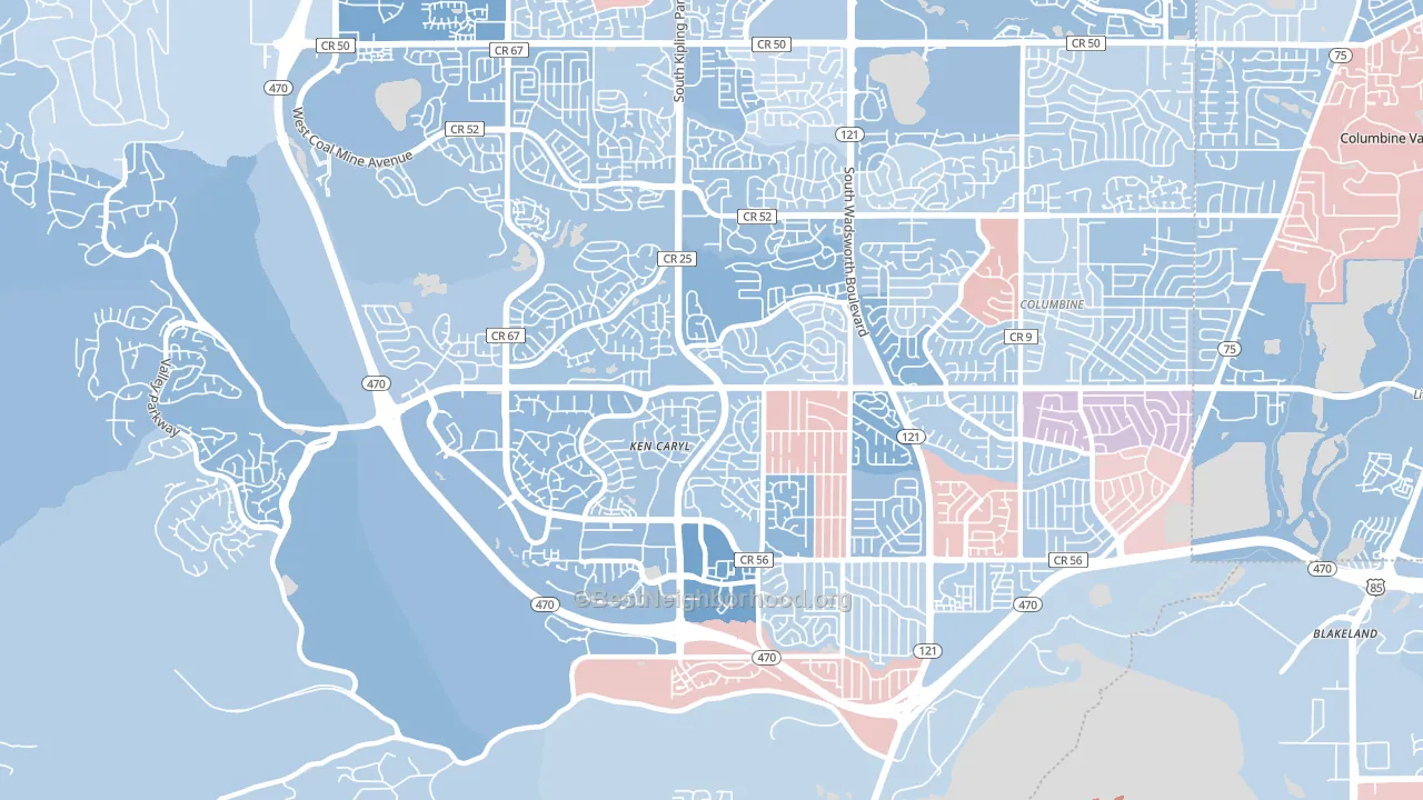 Ken Caryl, CO block-group political-lean map