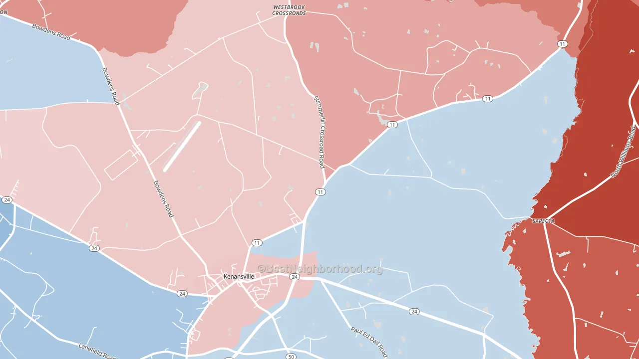 Kenansville, NC block-group political-lean map