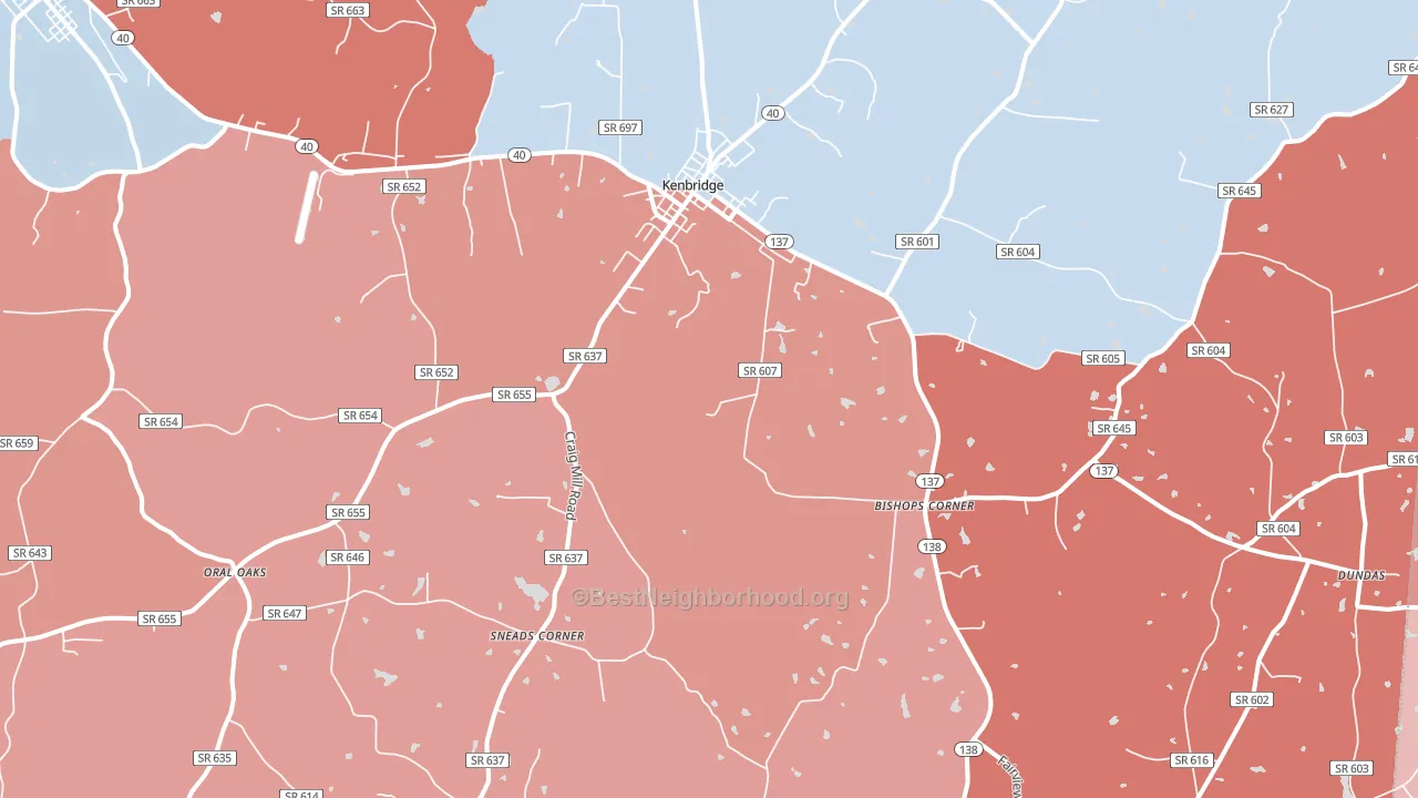Kenbridge, VA block-group political-lean map