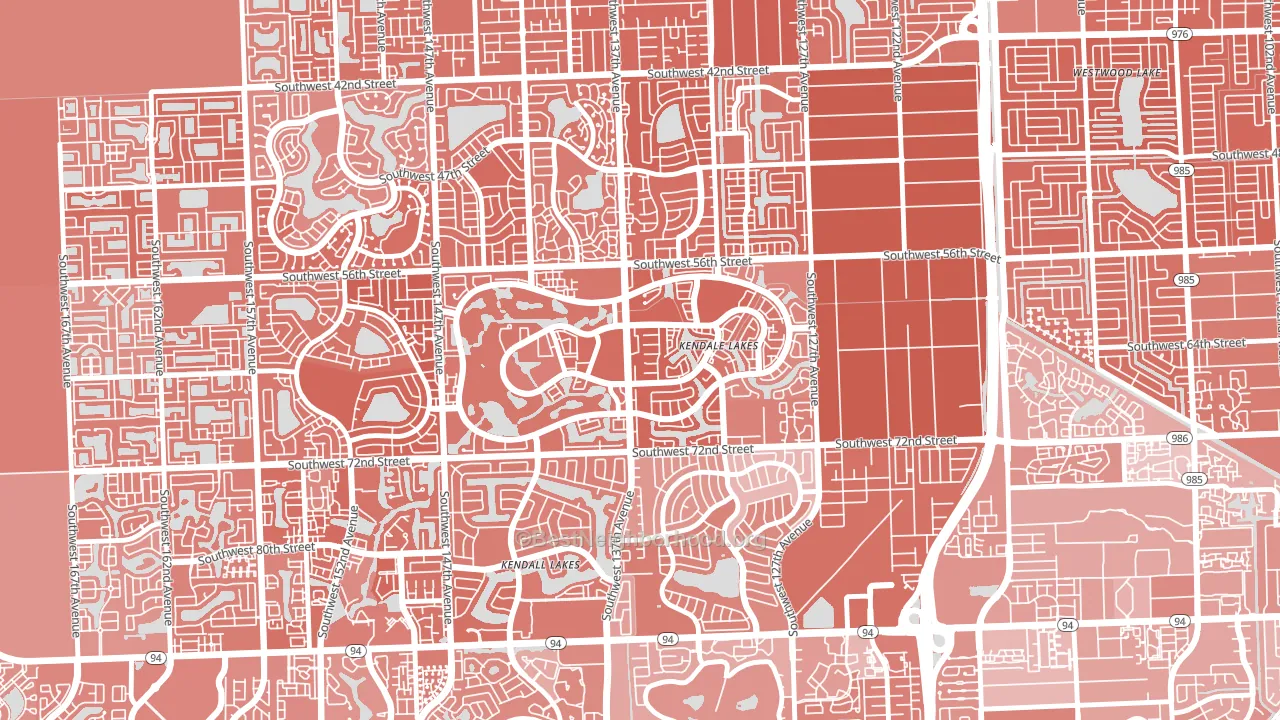 Kendale Lakes, FL block-group political-lean map