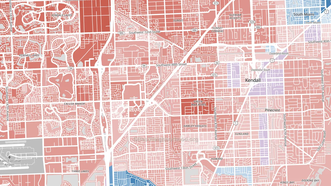 Kendall, FL block-group political-lean map