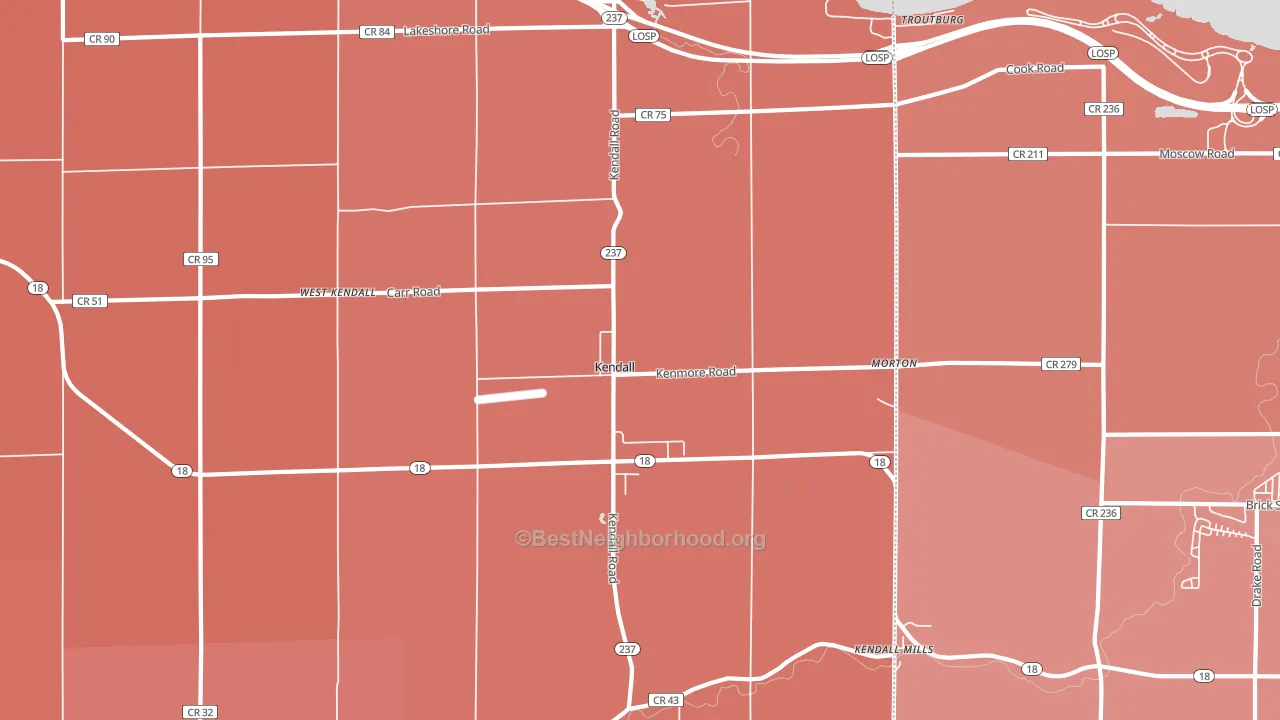 Kendall, NY block-group political-lean map