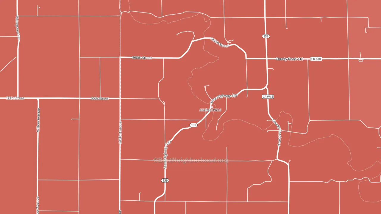 Kendallville, IA block-group political-lean map