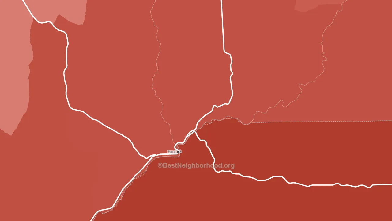 Kendrick, ID block-group political-lean map