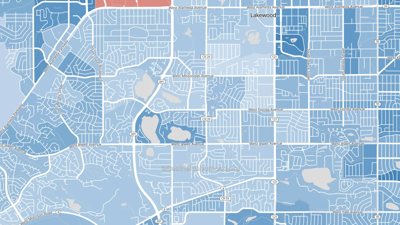 Kendrick Lake, Lakewood, CO block-group political-lean map