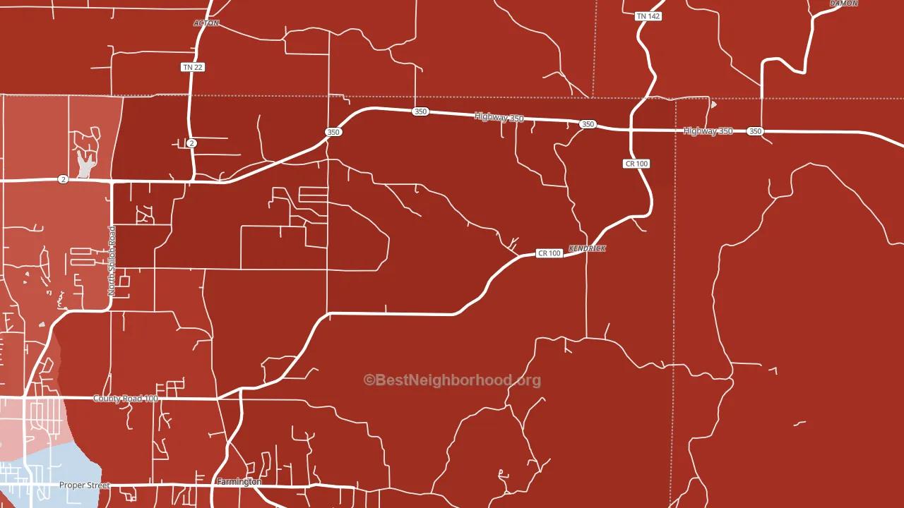 Kendrick, MS block-group political-lean map