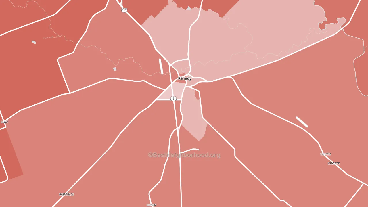 Kenedy, TX block-group political-lean map