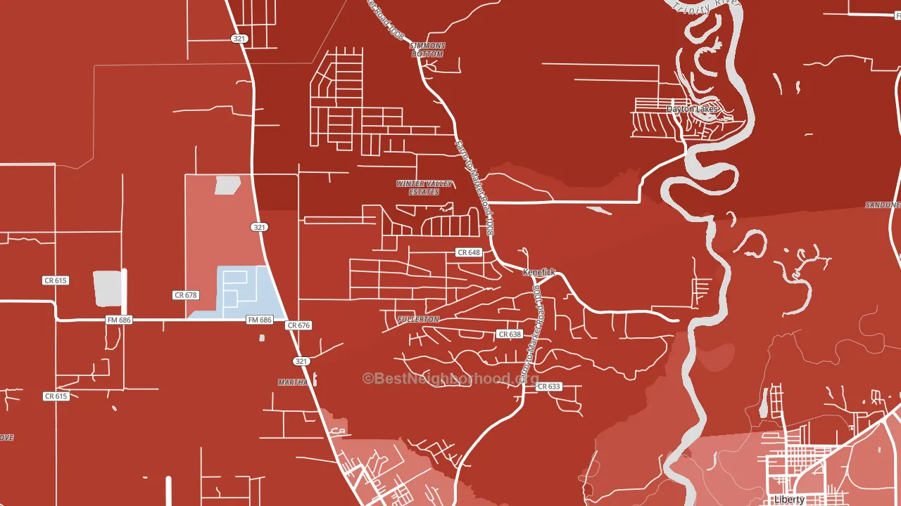 Kenefick, TX block-group political-lean map
