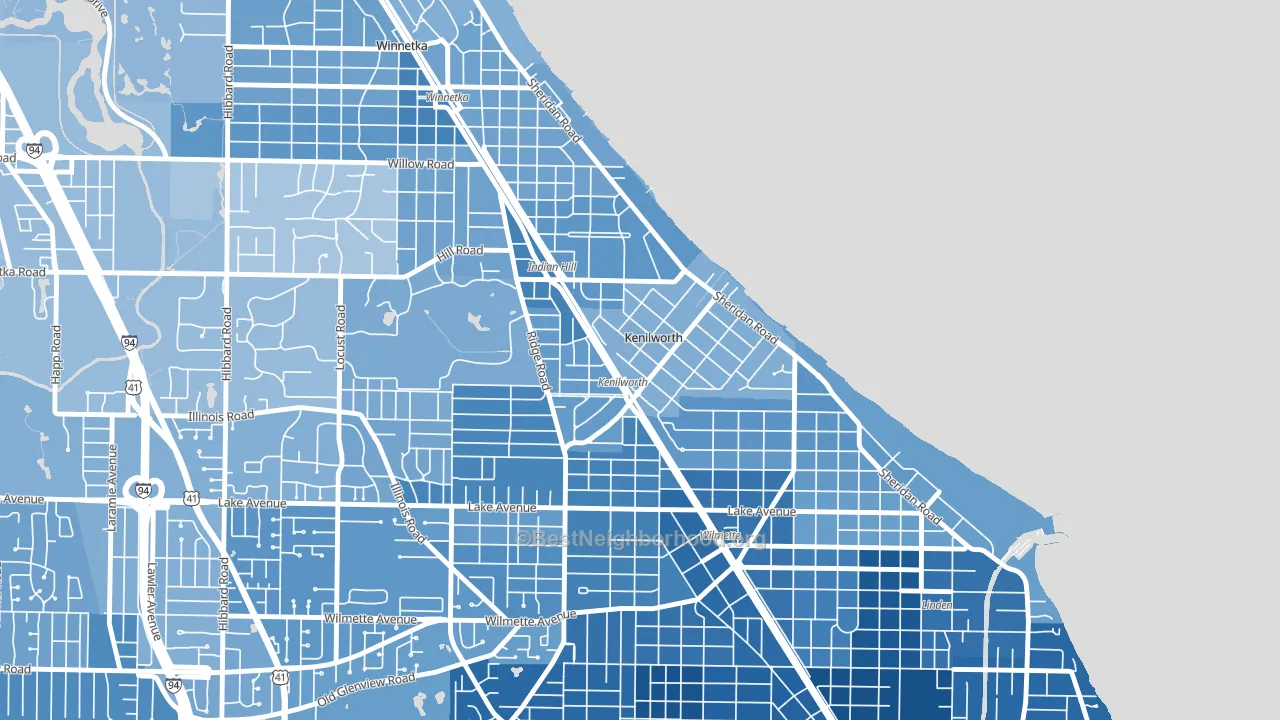 Kenilworth, IL block-group political-lean map