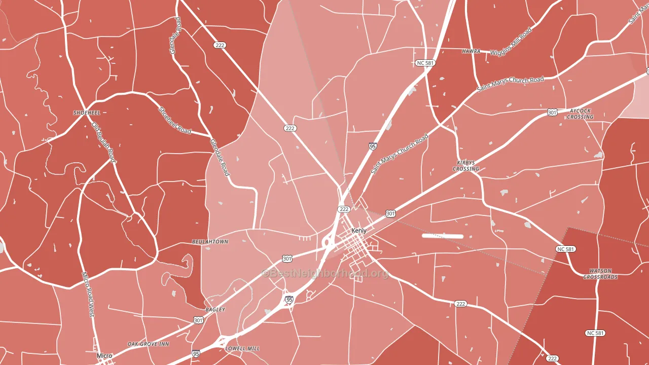 Kenly, NC block-group political-lean map