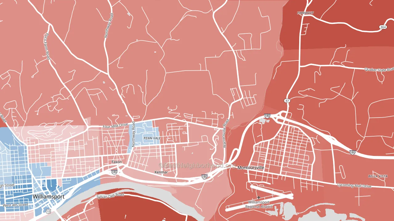 Kenmar, PA block-group political-lean map
