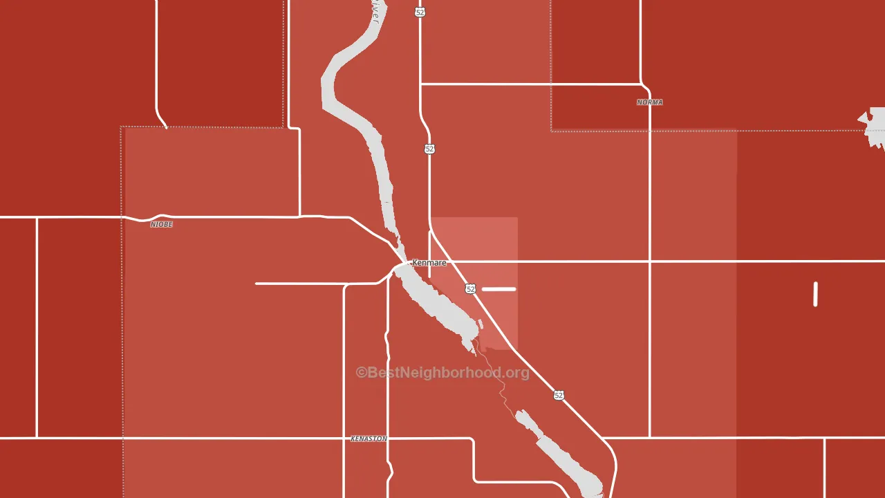 Kenmare, ND block-group political-lean map