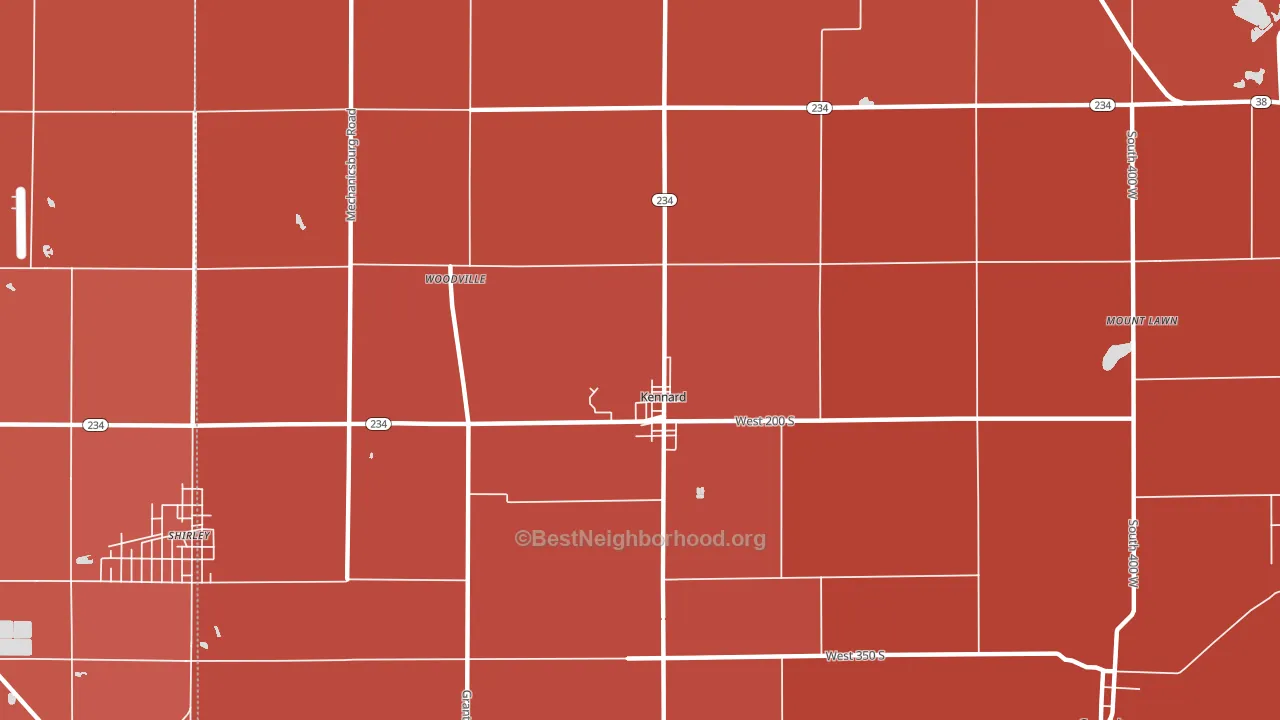 Kennard, IN block-group political-lean map