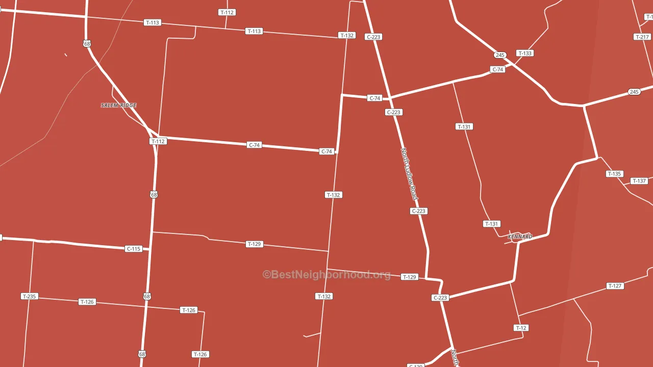 Kennard, OH block-group political-lean map