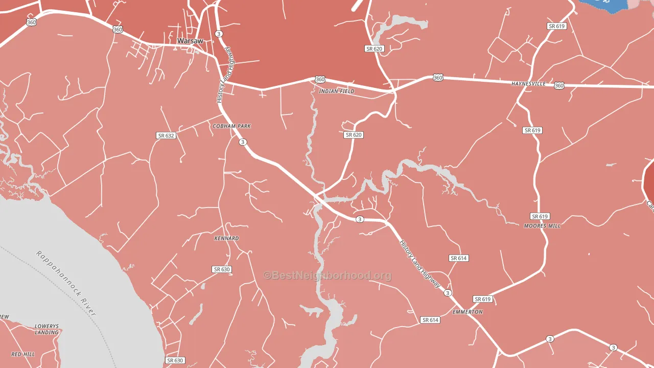 Kennard, VA block-group political-lean map